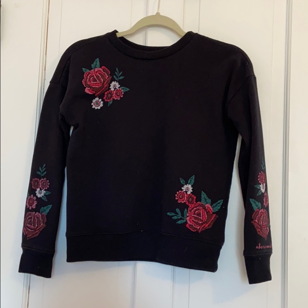 Abercrombie kids girls floral black sweatshirt